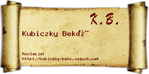 Kubiczky Bekő névjegykártya